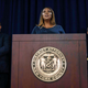 New York Attorney General Letitia James speaks at a press conference to discuss the charges against Steve Bannon in New York on September 8, 2022. - Bannon, 68, Donald Trump’s former advisor, was indicted on state charges of money laundering, conspiracy, and fraud related to an alleged online scheme to raise money for constructing the US-Mexico border wall.